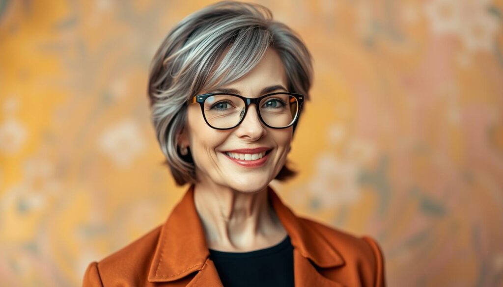 coupe de cheveux femme 60 ans avec lunettes